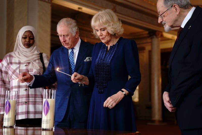 The King and Queen light candles at Buckingham Palace to mark Holocaust Memorial Day on January 27 2023