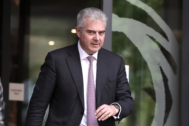 Sir Brandon Lewis leaving the Clayton Hotel in Belfast after giving evidence to the UK Covid-19 Inquiry hearing