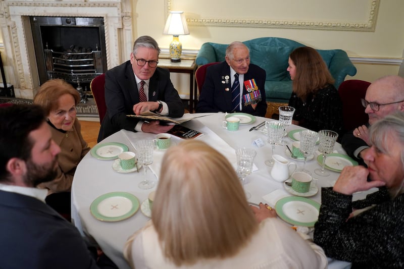 Prime Minister Sir Keir Starmer, third left, spoke to guests during the reception to mark Holocaust Memorial Day at 10 Downing Street