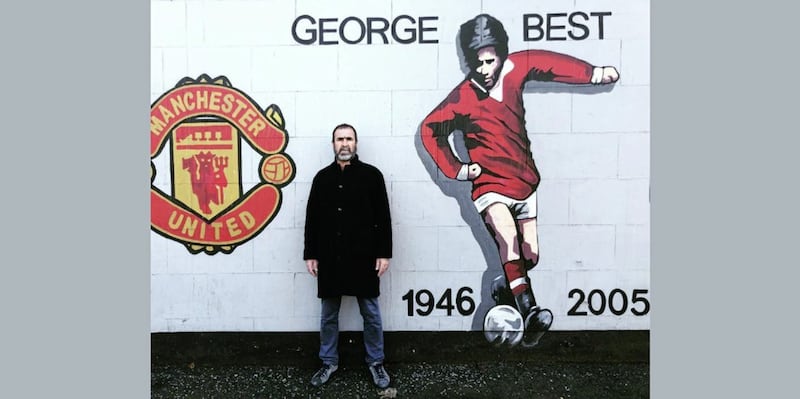 Eric Cantona posted a picture on Instrgram of him beside a mural of George Best at Belfast's Sandy Row