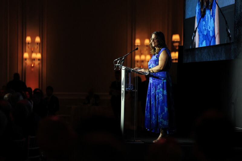 Karen Pollock speaks at the Holocaust Education Trust appeal dinner, in London last September