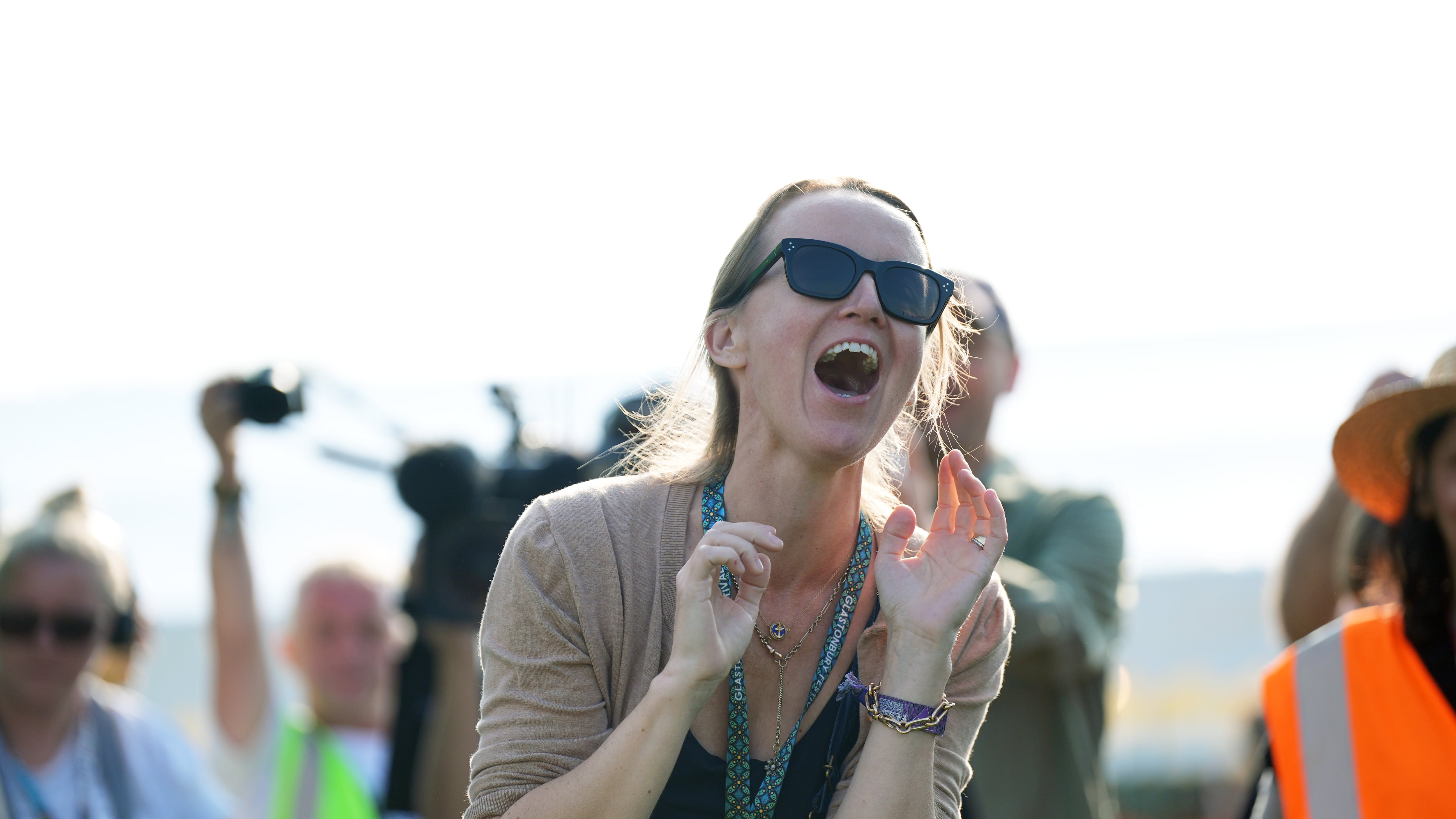 Emily Eavis opens the gates on the first day of the Glastonbury Festival