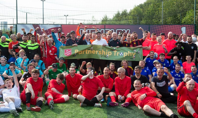 John Hartson presented the trophy to winning side The Orchard from Bradford.