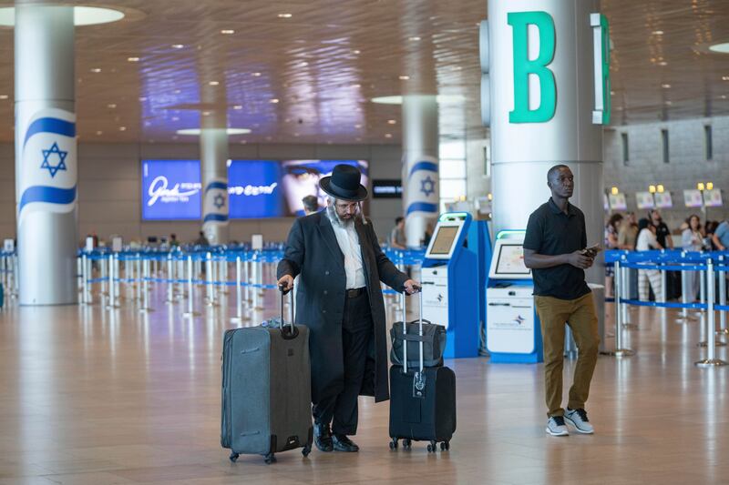 As part of a general strike, outgoing flights at Ben Gurion Airport were suspended for two hours on Monday morning (AP)