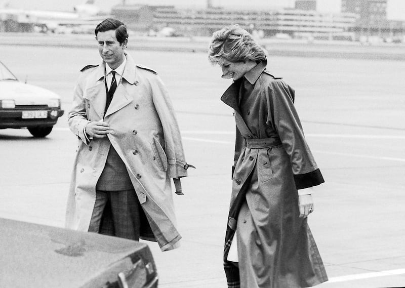The late Princess of Wales often sported a trench in tumultuous conditions