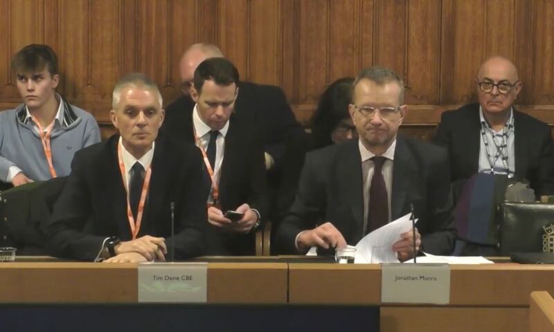 The BBC’s Tim Davie and Jonathan Munro appearing before a Culture, Media and Sport Committee, Foreign Affairs Committee and International Development Committee joint evidence session examining the future of the BBC World Service