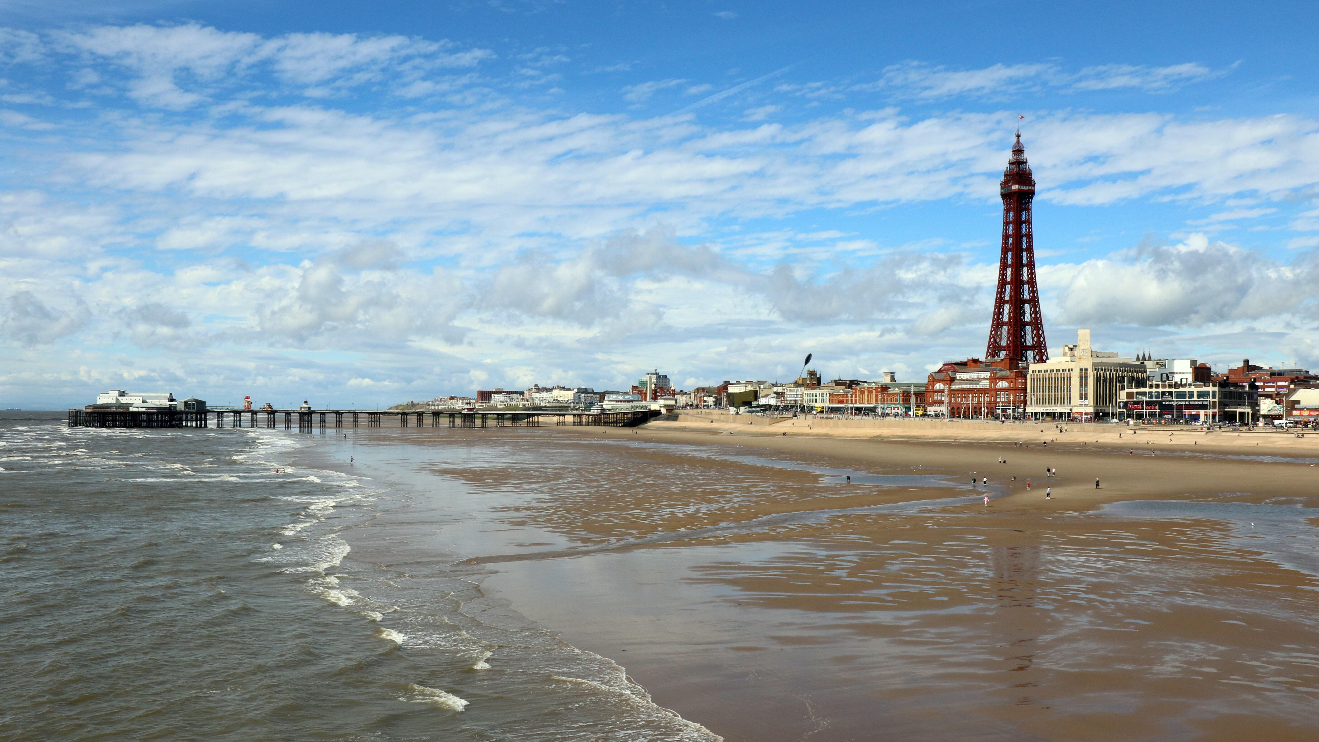 The flames reported at the top of Blackpool Tower were actually orange netting, police said