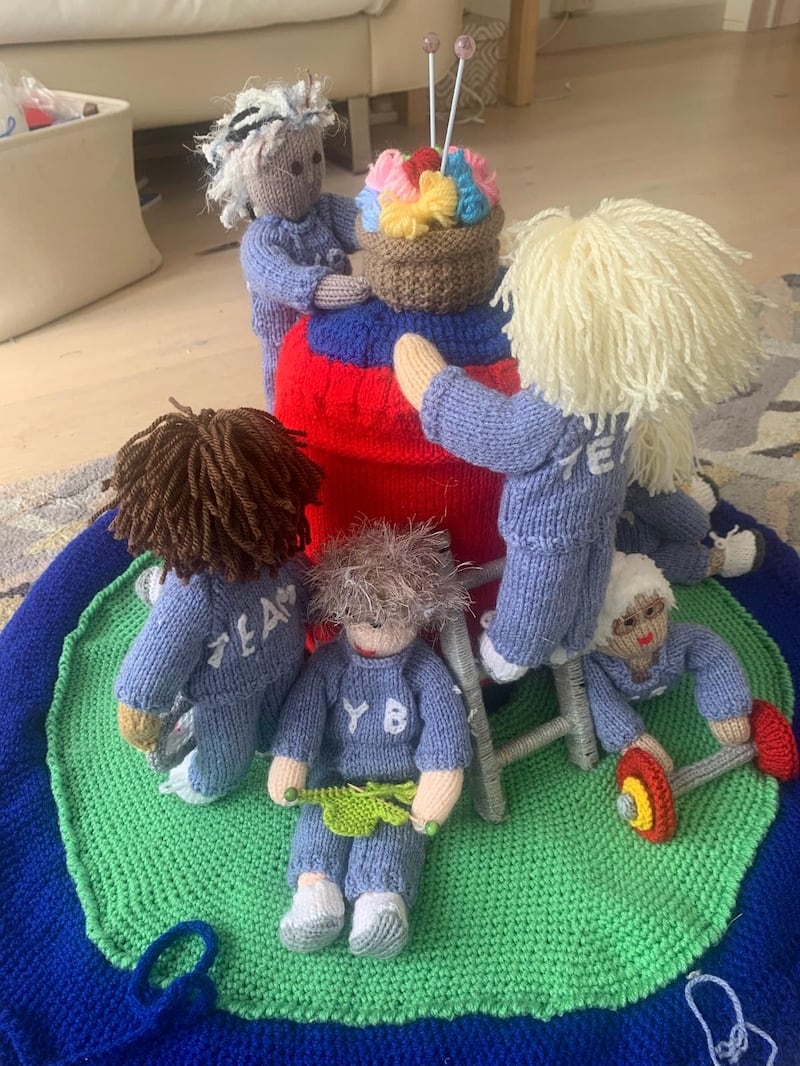 Members of the group have been replicated in yarn form