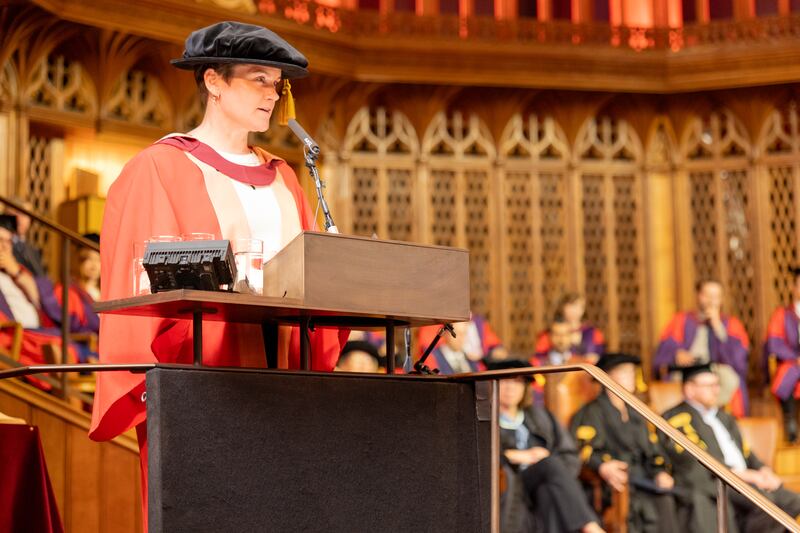 The NASA astronaut addresses students after receiving her honorary doctorate (University of Bristol/PA)