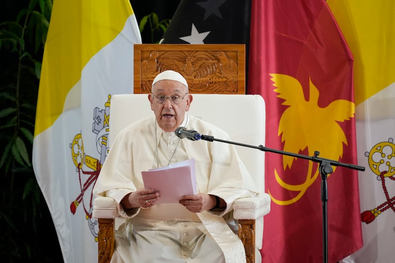 Pope Francis delivers a speech in Port Moresby (Mark Baker/AP)