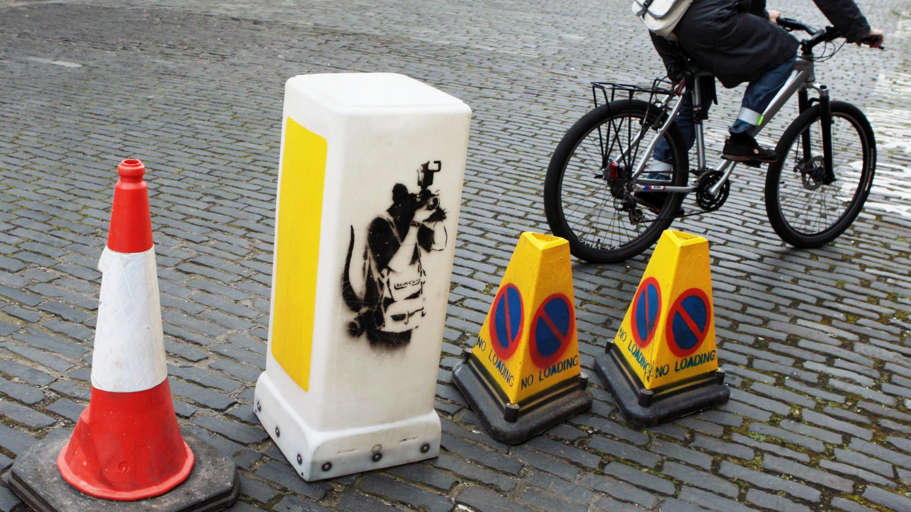 A bollard featuring one of Banksy’s rats is going under the hammer in an auction of street art