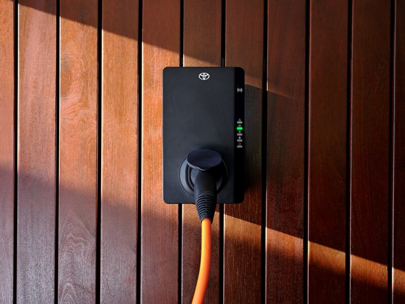 A home wall box charger can you a lot of money when owning an EV. (Toyota)