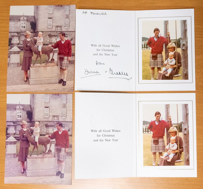 A Christmas card signed by Charles and Diana