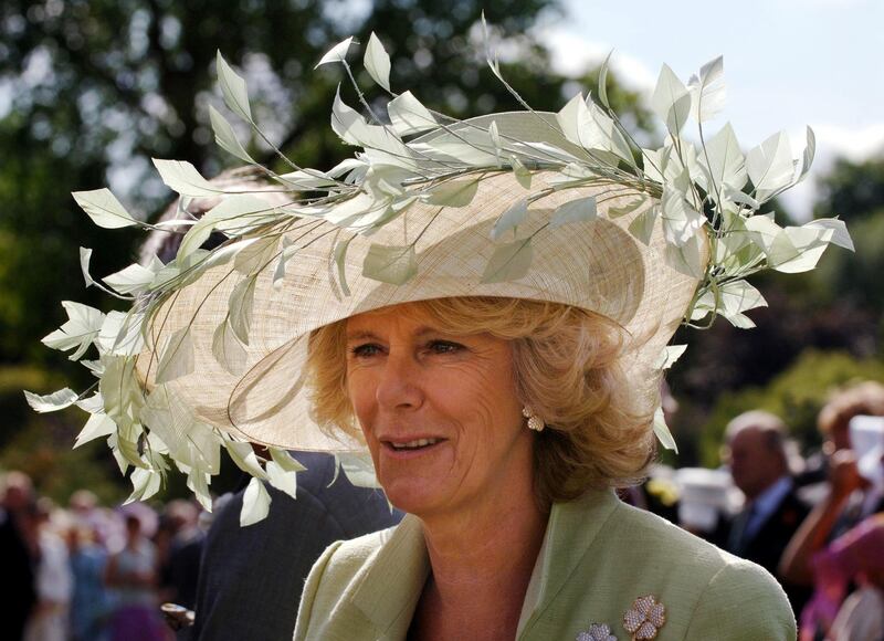 Camilla wearing a hat by milliner Philip Treacy