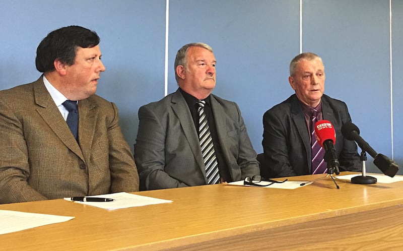 Loyalist Communities Council member David Campbell, East Belfast community worker and former loyalist prisoner Jim Wilson, and UDA leader Jackie McDonald