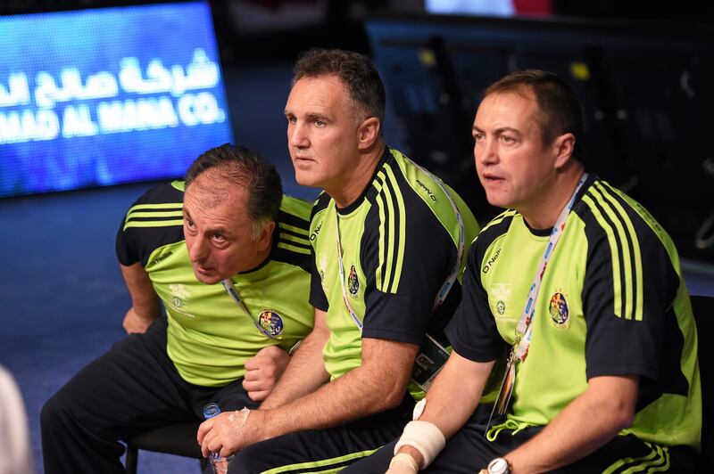 Eddie Bolger in the Irish corner with Zaur Antia and Billy Walsh at the 2015 World Championships