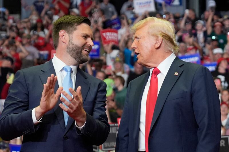 Donald Trump was welcomed on to the stage by his running mate JD Vance (Evan Vucci/AP)