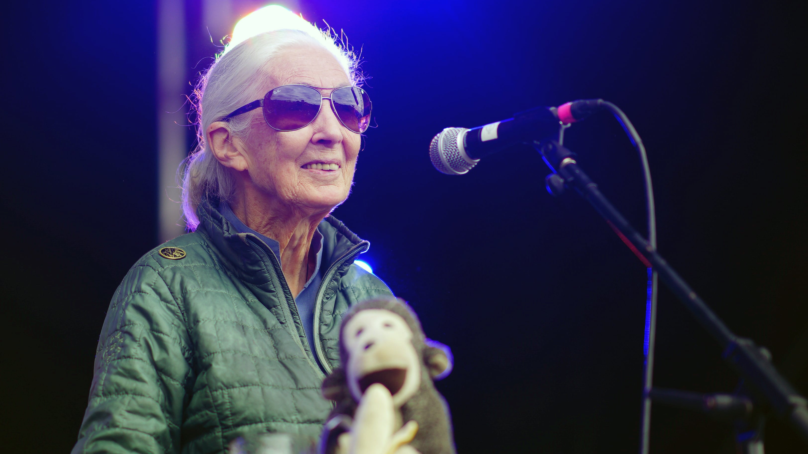 Dr Jane Goodall on the Greenpeace stage