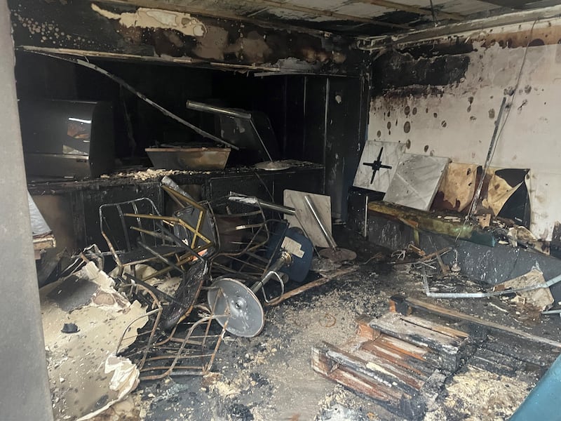 Damage caused to a cafe in the Donegall Street area of south Belfast