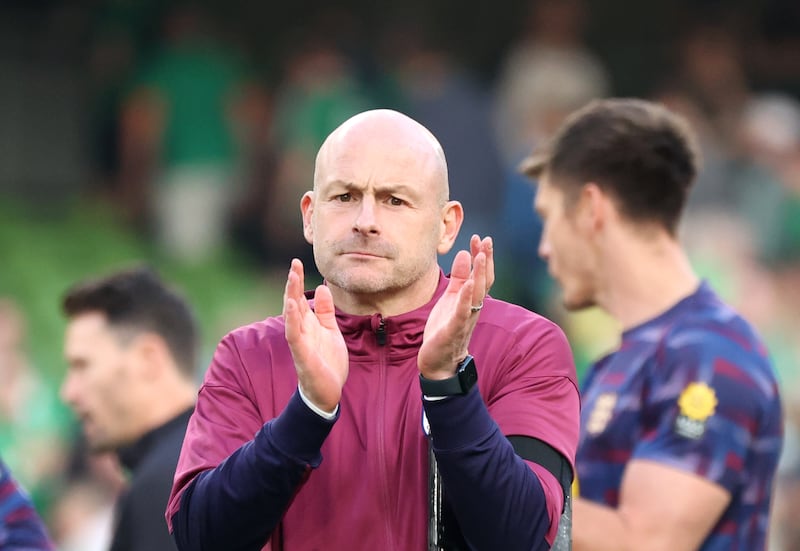 Lee Carsley applauds the fans after England’s win in Dublin