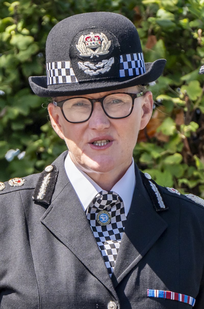 Chief Constable of Merseyside Police Serena Kennedy outside St Patrick’s Church, Southport, on Sunday