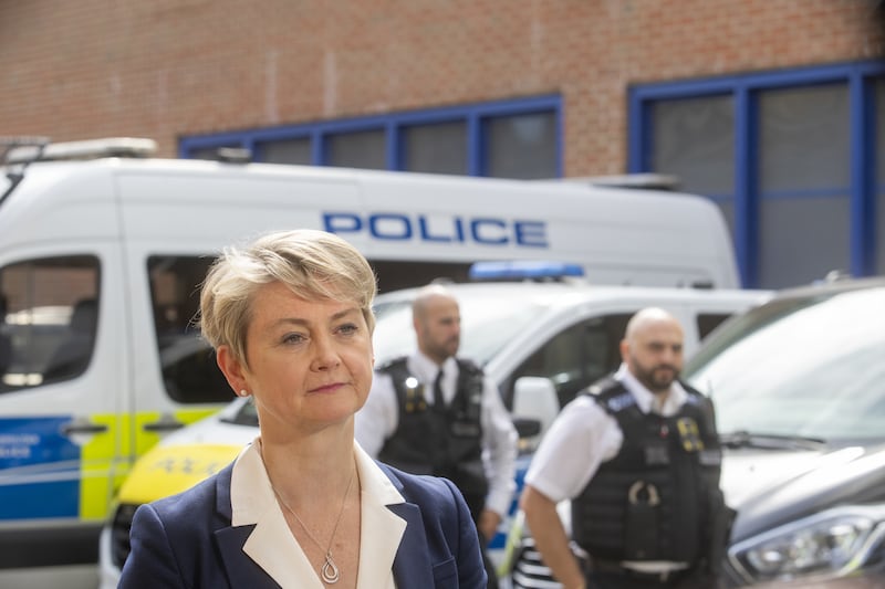 Home Secretary Yvette Cooper during a visit to Lewisham Police Station in south London