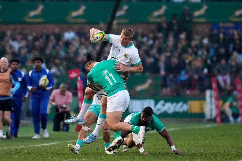 James Lowe (number 11) endured a mixed evening (Themba Hadebe/AP)