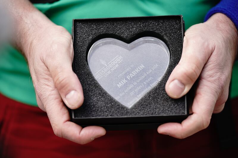 The heart-shaped award given to Mik Parkin