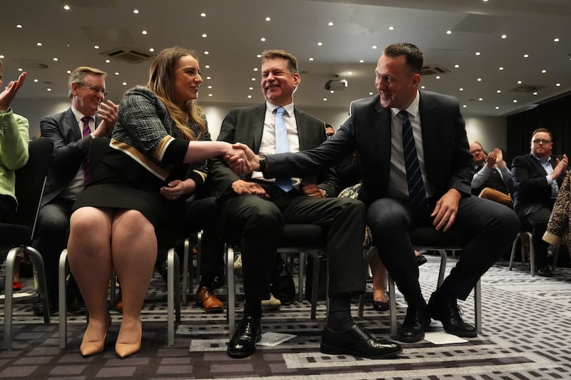 Russell Findlay, right, won the leadership in a contest with Murdo Fraser and Meghan Gallacher