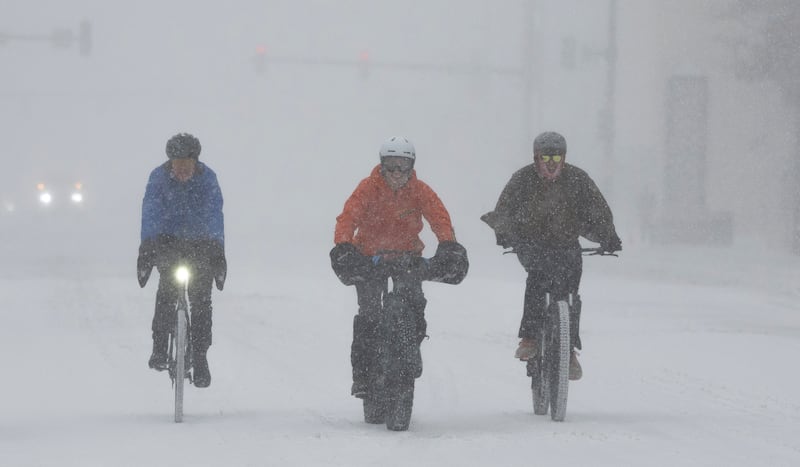 Conditions were expected to remain difficult throughout Monday (Travis Heying/The Wichita Eagle via AP)