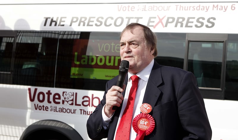 John Prescott with the Prescott Express on the 2010 campaign trail