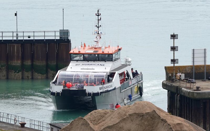 A Border Force boat arrives back in Dover harbour on Monday