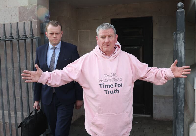 Family of Daniel McConville after his Inquest  at Armagh Court on Friday.
Daniel (22), a father of two from Lurgan, was found unresponsive in his cell on August 28 2018.
PIC COLM LENAGHAN