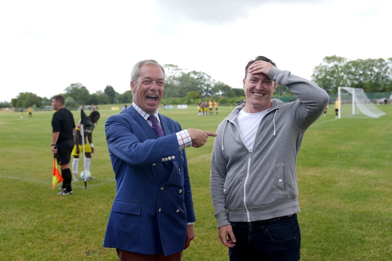 Reform UK leader Nigel Farage with Reform MP James McMurdock