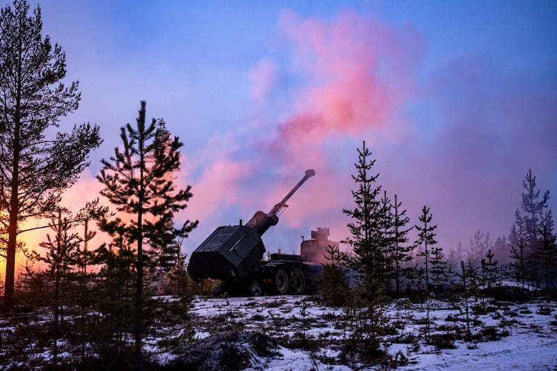 Smoke fills the air during live firing of the British Army’s new Archer Mobile Howitzer gun