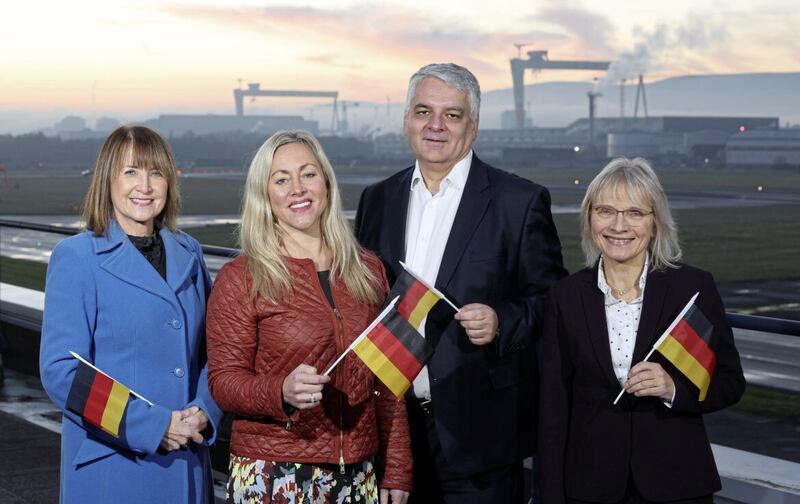 L-R: Ann McGregor, NI Chamber; Katy Best, Belfast City Airport; Mel Chittock, Invest NI; and Marion L&uuml;bbeke, Honorary Consul for Germany to Northern Ireland. 