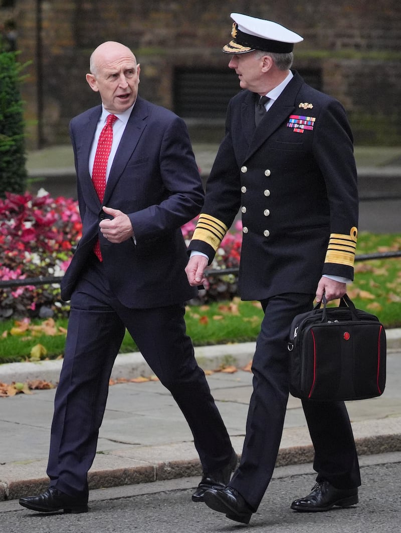 Defence Secretary John Healey with Chief of the Defence Staff Admiral Sir Tony Radakin