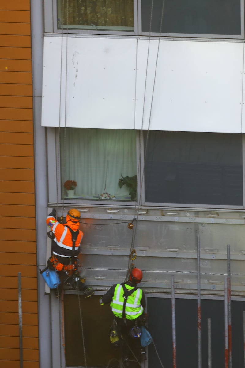 Work has begun to remove unsafe cladding from buildings across the country, including at this building in Paddington, London