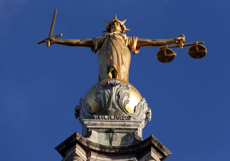 FW Pomeroy’s Statue of Justice on top of the Central Criminal Court building at the Old Bailey