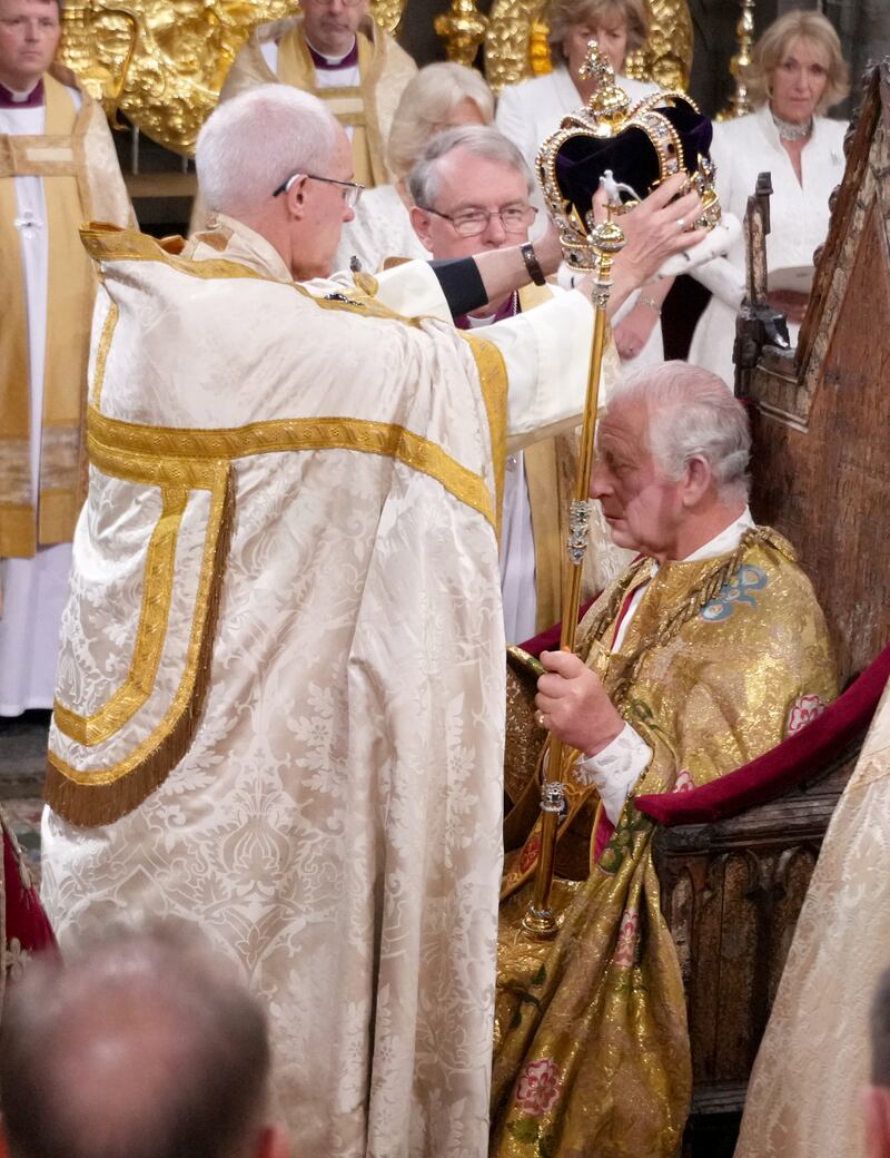 The King is crowned by The Archbishop of Canterbury