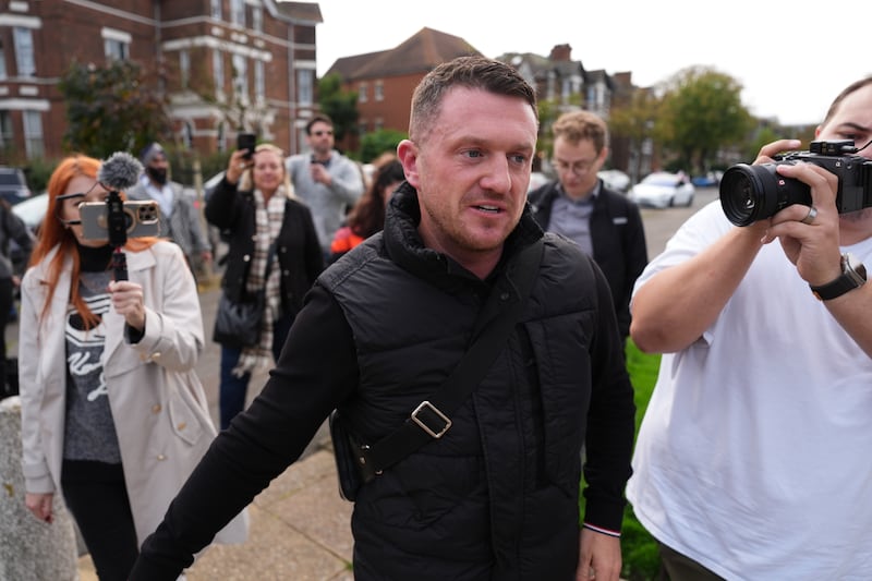 Tommy Robinson outside Folkestone Police Station