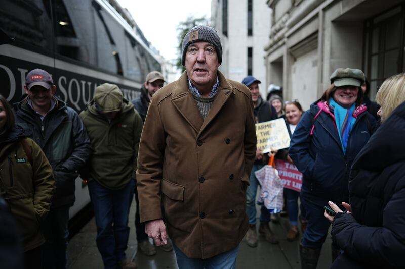 Jeremy Clarkson took to the streets of London with fellow farmer on Tuesday