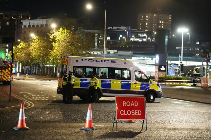 Emergency services outside the bus station in Glasgow