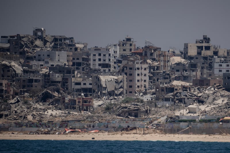 Destroyed buildings on the coast of the Gaza Strip (Leo Correa/AP)