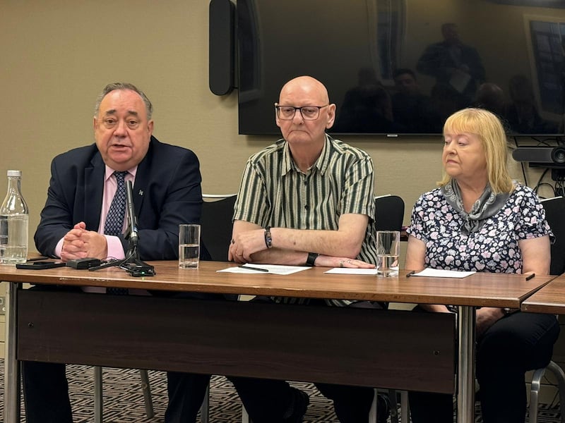 Former first minister Alex Salmond, left, aided Peter and Florence Fanning in bringing the challenge