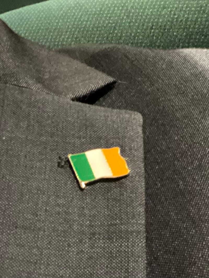 Dominic Kearney was presented with a 
 tricolour lapel badge at the citizenship ceremony