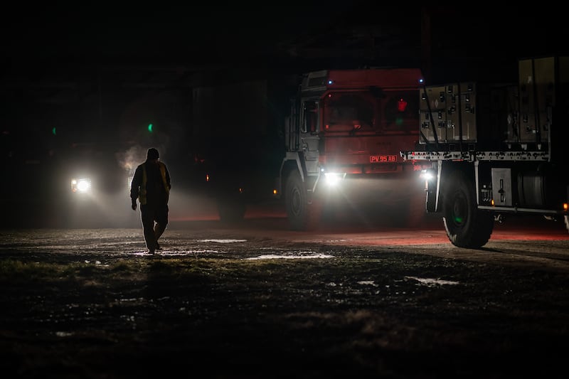 British military vehicles travelled in convoy during Exercise Steadfast Dart