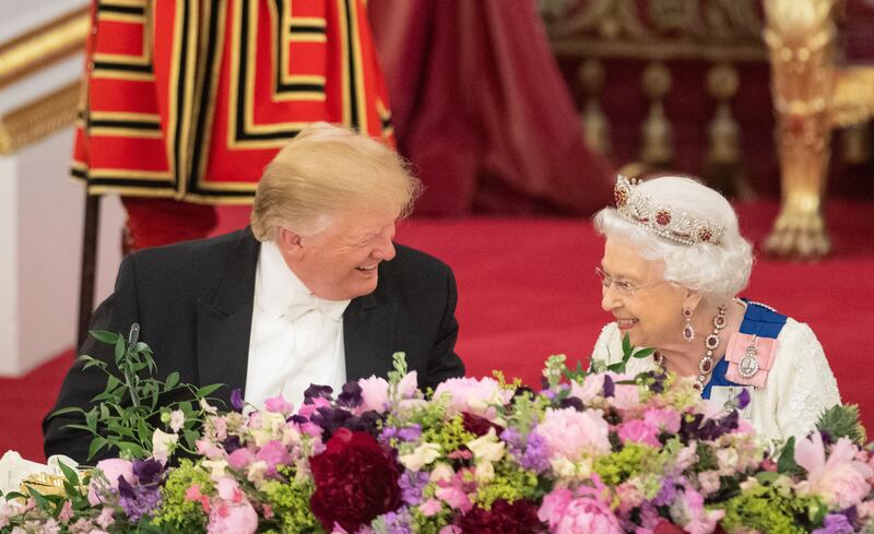 The then-US president Donald Trump and Queen Elizabeth II during the State Banquet at Buckingham Palace in 2019