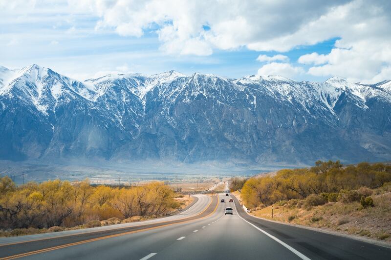 Driving along Highway 395