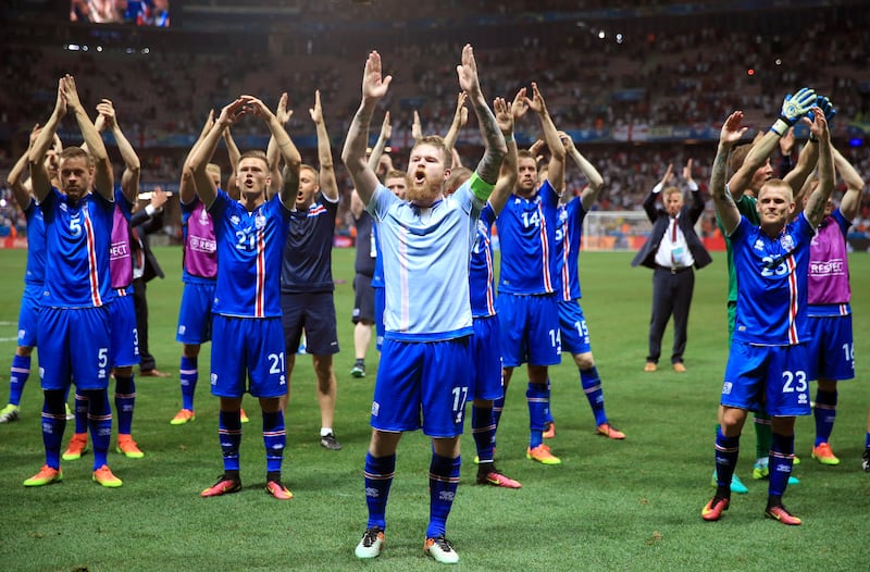 Iceland celebrate victory over England at Euro 2016